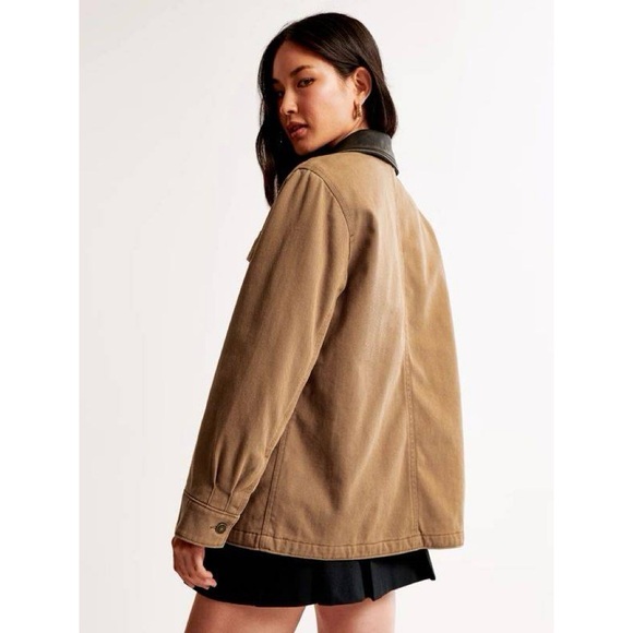 Abercrombie & Fitch Workwear Jacket XS Twill Utility Button Front Tan - Picture 3 of 12